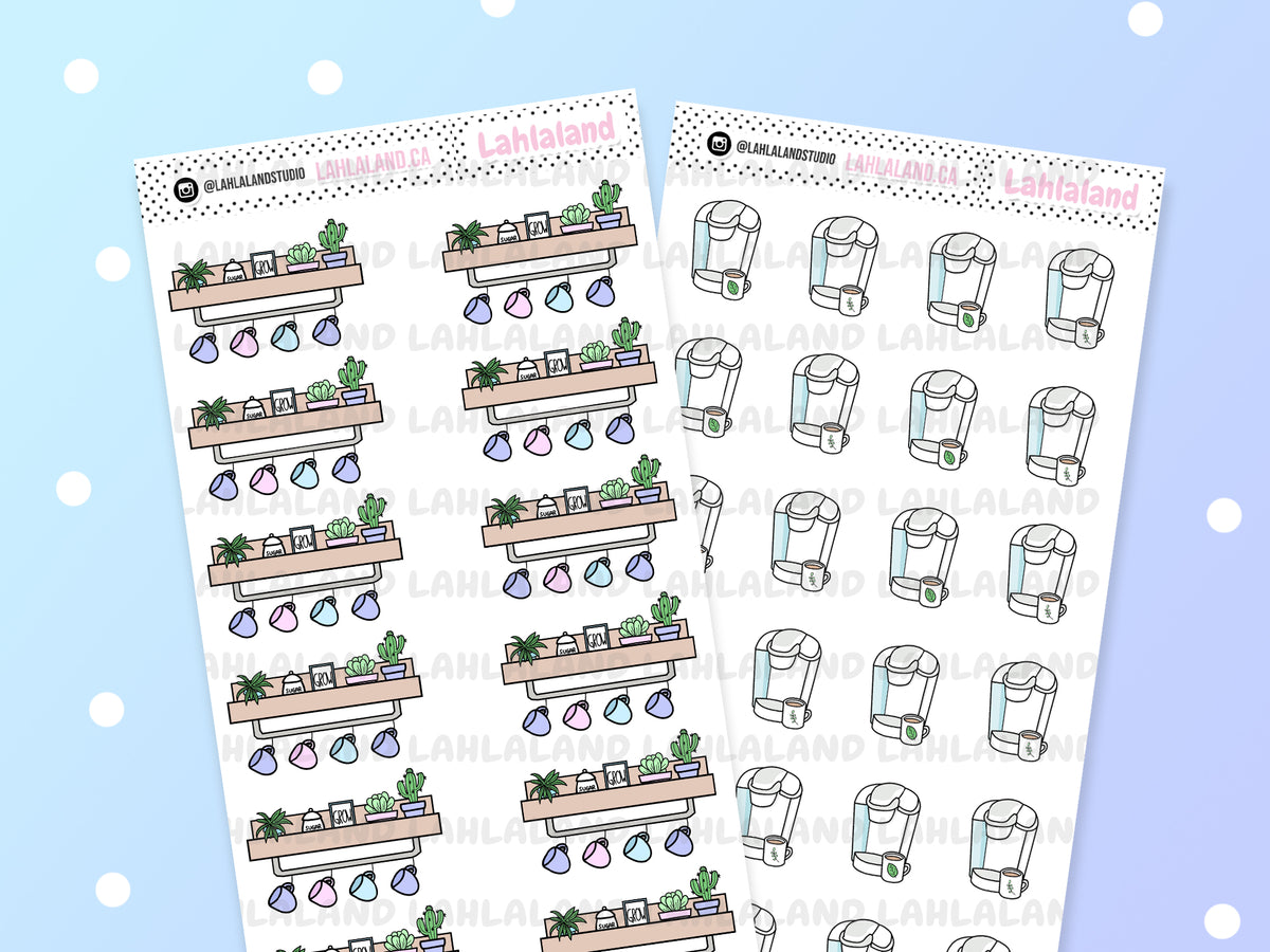 Succulent Coffee Bar Stickers Lahlaland Printable Planner Stickers