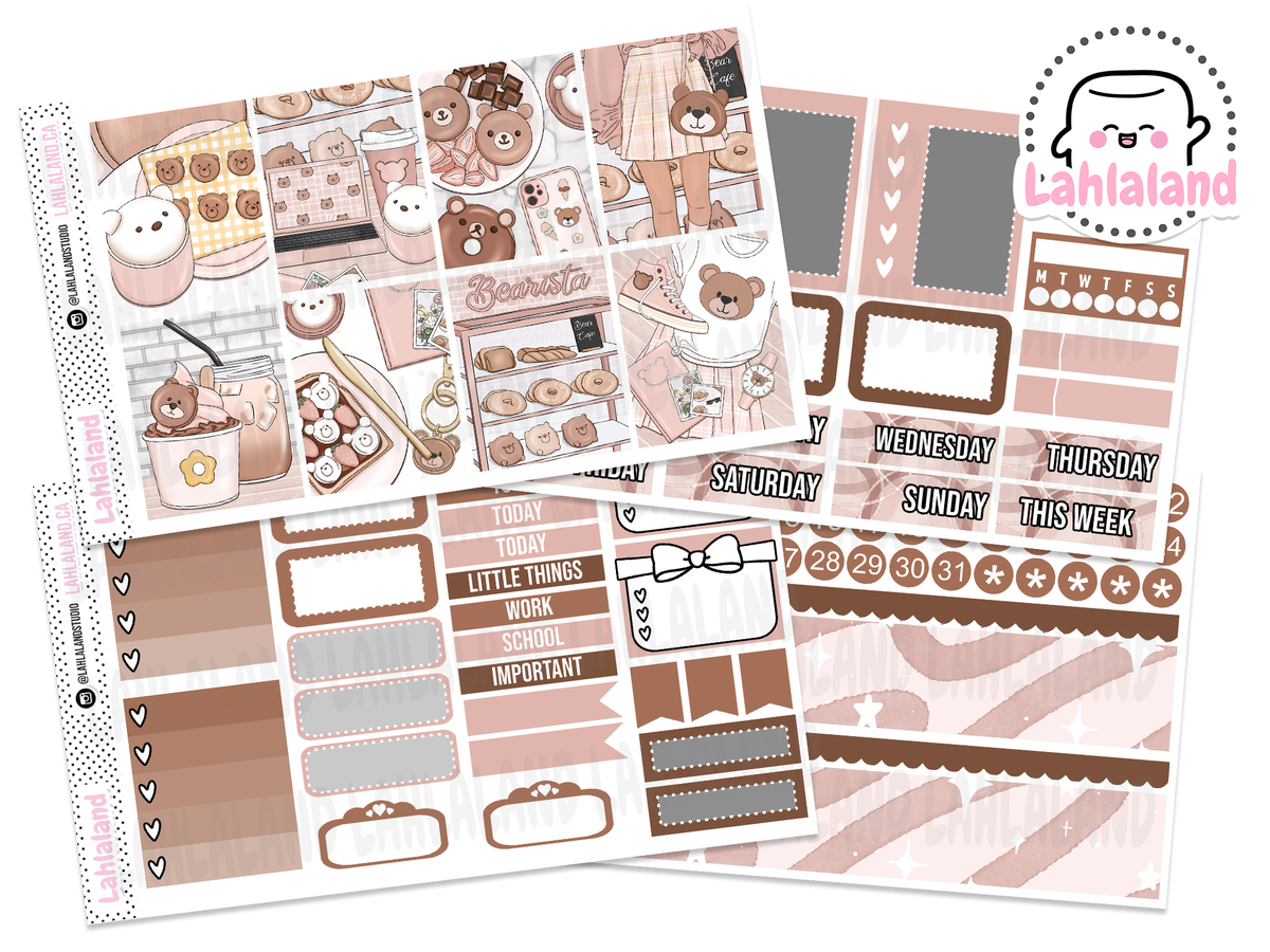Standard Weekly Kit Bear Cafe – Lahlaland - Printable Planner Stickers