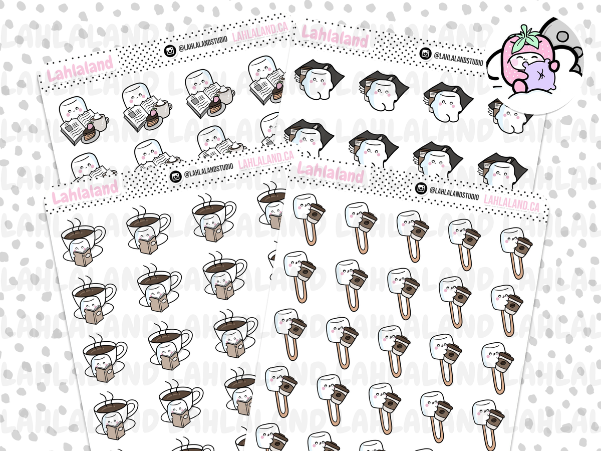 Tripp Coffee & Reading Stickers – Lahlaland - Printable Planner Stickers