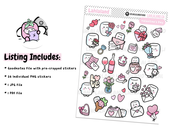 Valentine's Day Goodnotes Stickers - Tripp