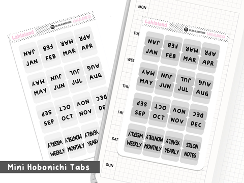 Mini Monthly Tabs - Grey