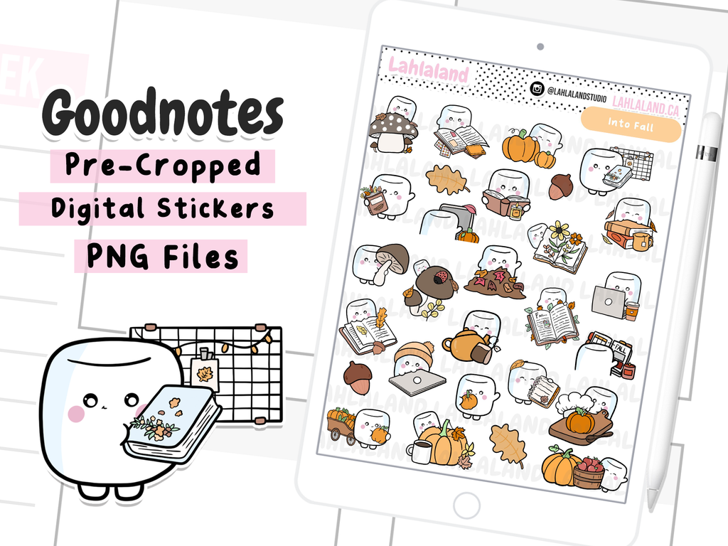 Fall Goodnotes Stickers - Tripp – Lahlaland - Printable Planner Stickers
