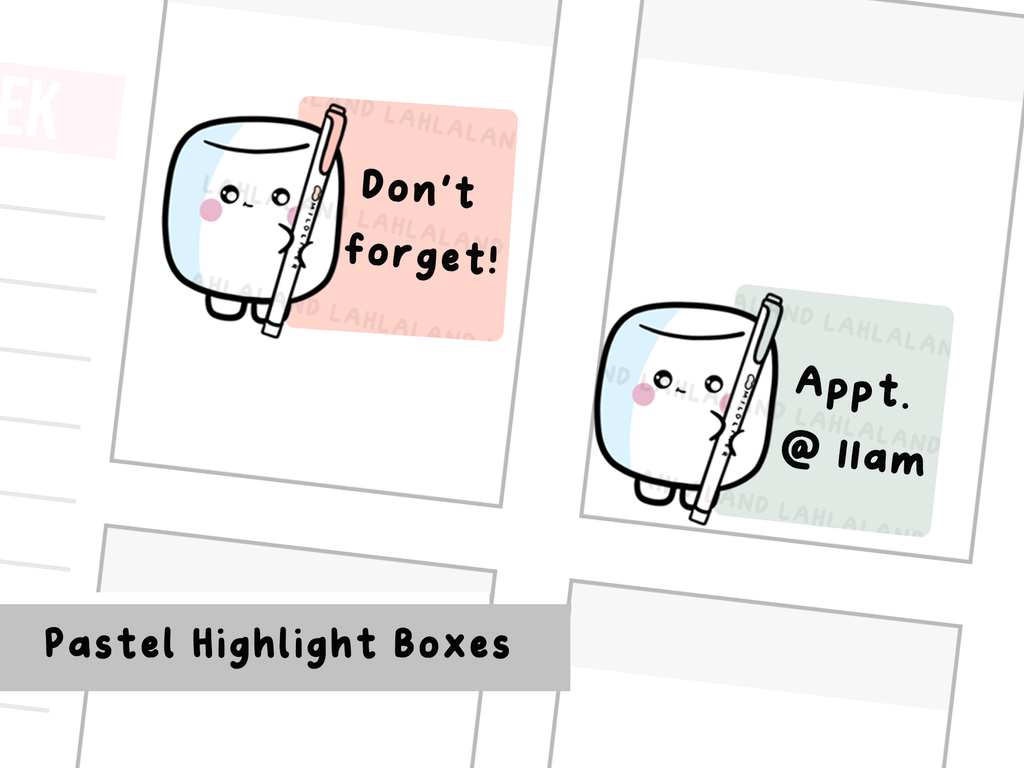 Tripp Pastel Highlight Boxes – Lahlaland - Printable Planner Stickers