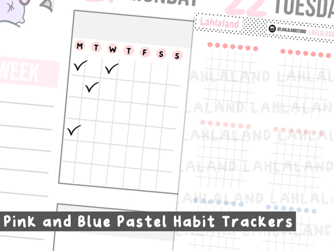 Pink and Blue Pastel Habit Trackers